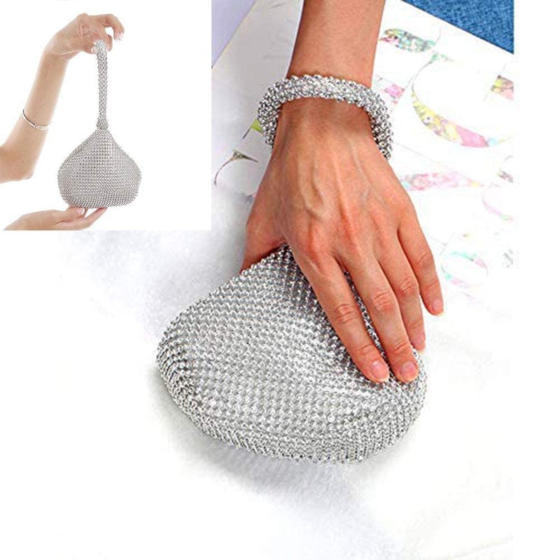 VISTATROY Women's Evening Bag Sparkly Rhinestone Triangle Designer Chain Clutch Purse for Party Prom Wedding (A Silver) - Image 4